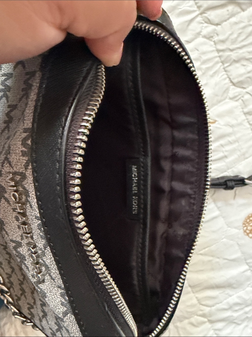 Michael Kors Black and Gray MK Logo Crossbody Bag - Picture 7 of 7